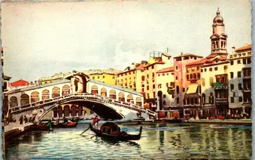 38236 - Künstlerkarte - Venezia , Ponte di Rialto - nicht gelaufen