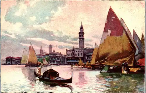 38242 - Künstlerkarte - Venezia , Panorama del Molo - nicht gelaufen
