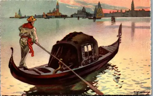 38254 - Künstlerkarte - Venezia , La Gondola , signiert - nicht gelaufen