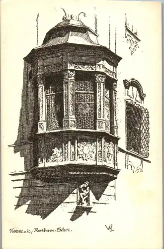 38276 - Künstlerkarte - Wachau , Rathaus Erker in Krems an der Donau , signiert Ulf Seidl - nicht gelaufen