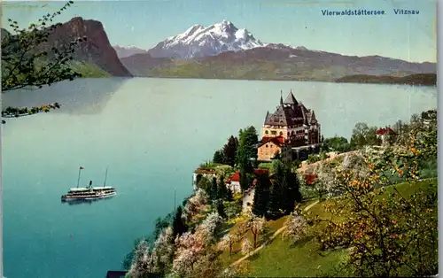 38284 - Schweiz - Vitznau , Vierwaldstättersee , Park Hotel und der Pilatus - nicht gelaufen