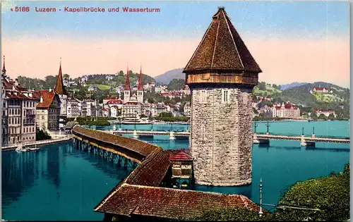 38286 - Schweiz - Luzern , Kapellbrücke und Wasserturm - nicht gelaufen