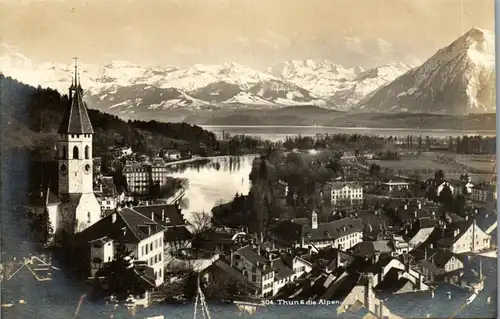 38294 - Schweiz - Thun und die Alpen , Panorama - nicht gelaufen