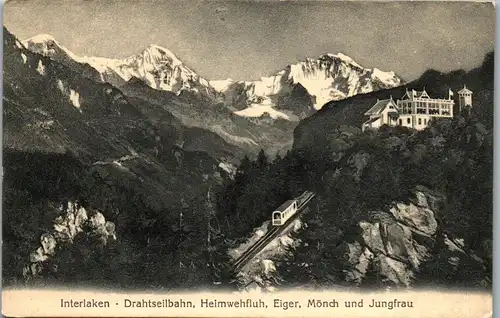 38314 - Schweiz - Interlaken , Drahtseilbahn , Heimwehfluh , Eiger , Mönch und Jungfrau - nicht gelaufen