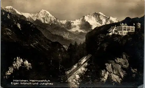 38318 - Schweiz - Interlaken , Heimwehfluh , Eiger , Mönch und Jungfrau - gelaufen 1924