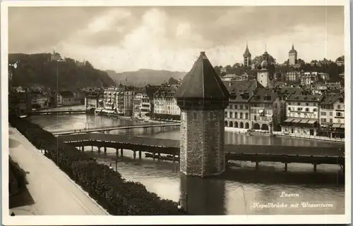 38332 - Schweiz - Luzern , Kapellbrücke mit Wasserturm - nicht gelaufen