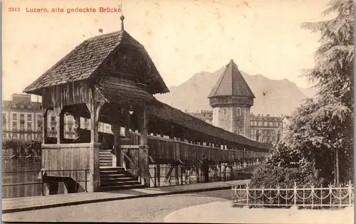 38361 - Schweiz - Luzern , alte gedeckte Brücke - nicht gelaufen