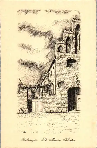 38387 - Künstlerkarte - Helsingor , St. Marie Kloster - nicht gelaufen