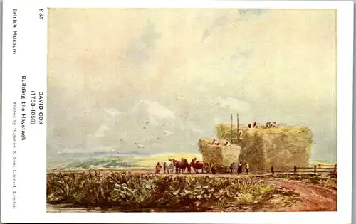 38395 - Künstlerkarte - Building the Haystack , David Cox - nicht gelaufen