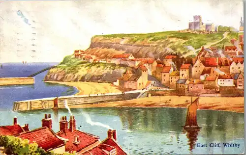 38398 - Künstlerkarte - East Cliff , Whitby - gelaufen 1947