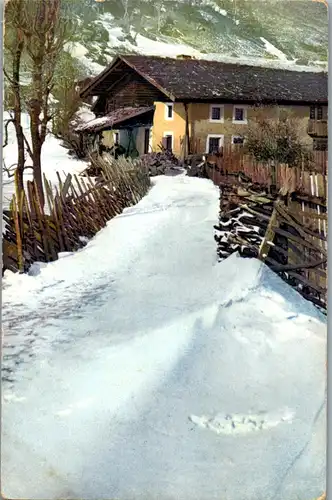 38407 - Künstlerkarte - Winterlandschaft , Haus - gelaufen 1912