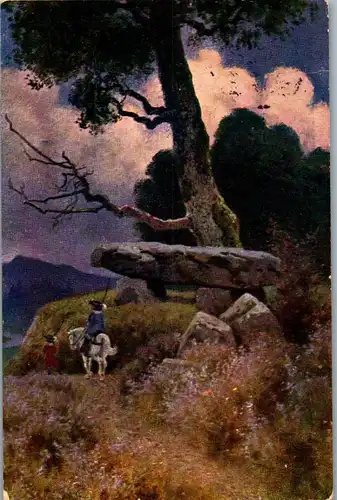 38411 - Künstlerkarte - Motiv , Landschaft , Steine in Form , Baum - gelaufen 1912