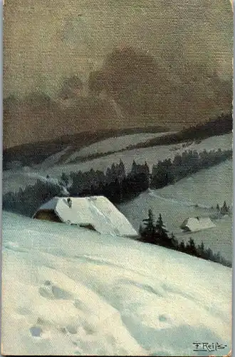 38424 - Künstlerkarte - Winter im Schwarzwald , signiert Fr. Reiss - nicht gelaufen