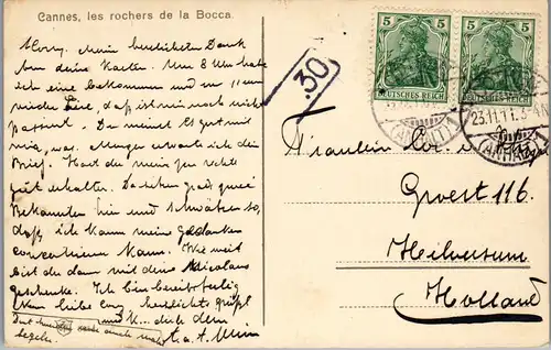 38443 - Frankreich - Cannes , Les Rochers de la Bocca - gelaufen 1911