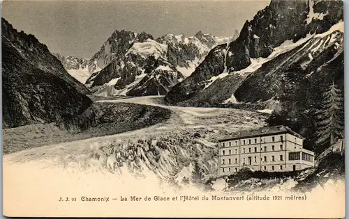 38446 - Frankreich - Chamonix , La Mer de Glace et l'Hotel du Montanvert - nicht gelaufen