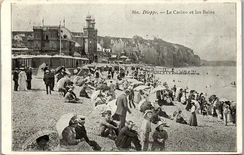 38507 - Frankreich - Dieppe , Le Casino et les Bains - gelaufen 1909