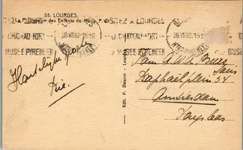 38512 - Frankreich - Lourdes , La Procession des Enfants de Marie P. D. - gelaufen 1933