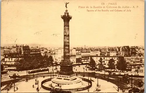 38516 - Frankreich - Paris , Place de la Bastille et Colonne de Juillet - gelaufen