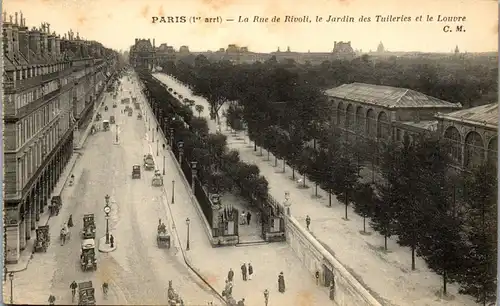38540 - Frankreich - Paris , La Rue de Rivoli , le Jardin des Tuileries et le Louvre - nicht gelaufen