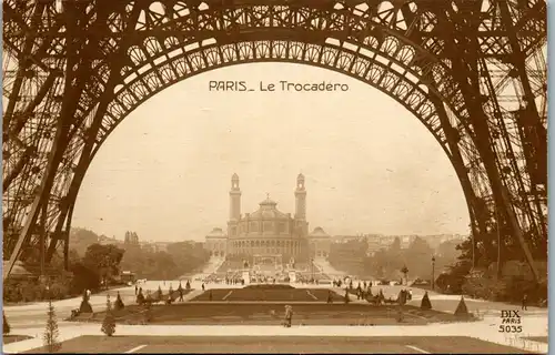 38545 - Frankreich - Paris , Le Trocadero , Tour Eiffel - nicht gelaufen