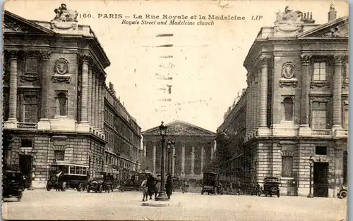 38562 - Frankreich - Paris , La Rue Royale et la Madeleine - gelaufen 1926