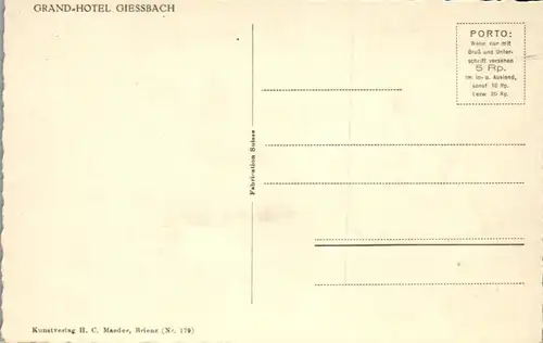 38591 - Schweiz - Brienz , Grand Hotel Giessbach - nicht gelaufen