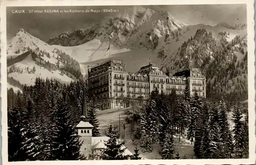 38603 - Schweiz - Caux , Grand Hotel Regina et les Rochers de Naye - gelaufen 1934