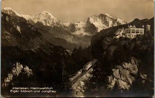38619 - Schweiz - Interlaken , Heimwehfluh , Eiger , Mönch und Jungfrau - gelaufen 1927