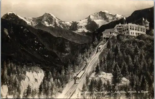 38620 - Schweiz - Interlaken , Heimwehfluh , Jungfrau , Mönch , Eiger , Bahn - nicht gelaufen
