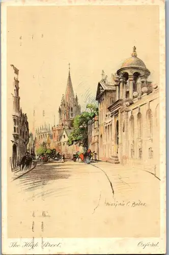 38652 - Künstlerkarte - Oxford , The High Street , signiert Bales - gelaufen 1937