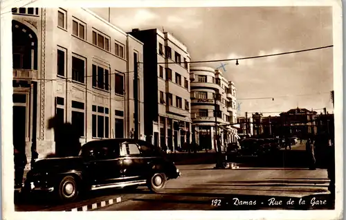38702 - Syrien - Damascus , Damas , Rue de la Gare , Auto , Car - gelaufen 1953
