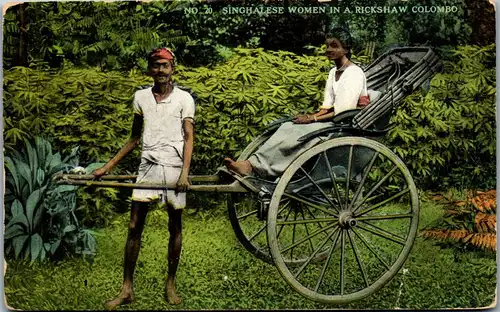 38731 - Sri Lanka - Ceylon , Shingalese Women in a Rickshaw Colombo - nicht gelaufen