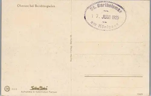 38766 - Deutschland - Obersee bei Berchtesgaden - nicht gelaufen 1925