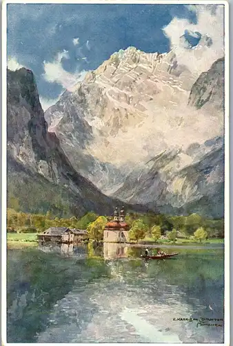 38796 - Künstlerkarte - Bayern , St. Bartholomä am Königsee , signiert E. Harrison Compton - nicht gelaufen 1925