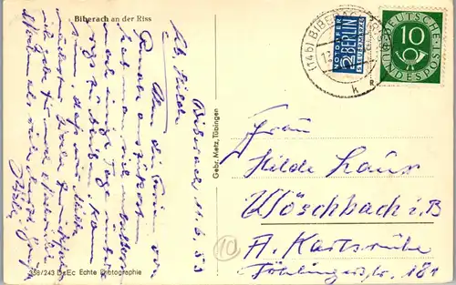 38819 - Deutschland - Biberach an der Riss , Notopfer Steuermarke - gelaufen 1953