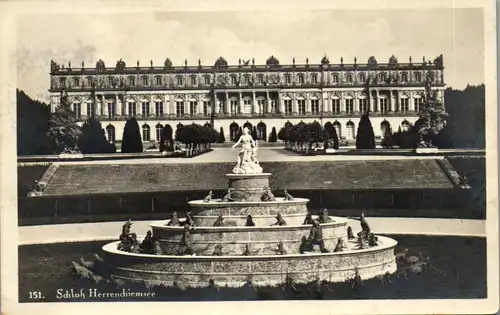 38827 - Deutschland - Schloß Herrenchiemsee , Brunnen - gelaufen 1929