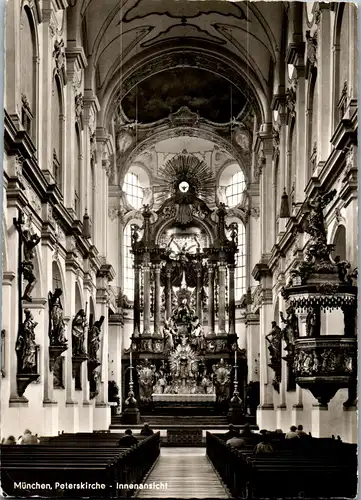 38875 - Deutschland - München , Peterskirche , Innenansicht - gelaufen 1957