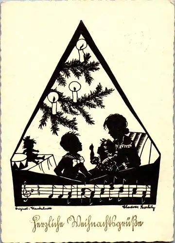 38918 - Scherenschnitt - Herzliche Weihnachtsgrüße , Feldpost - gelaufen 1939