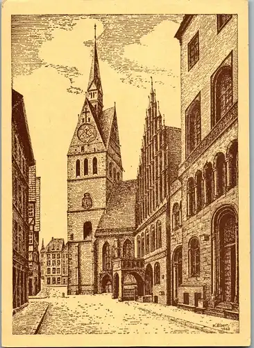 38925 - Künstlerkarte - Hannover , Marktkirche , Rathaus , signiert Karl Ebert 1943 - nicht gelaufen