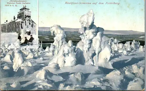 38934 - Deutschland - Fichtelberg , Rauhfrost Scenerien , Unterkunftshaus , W. Hieke - gelaufen