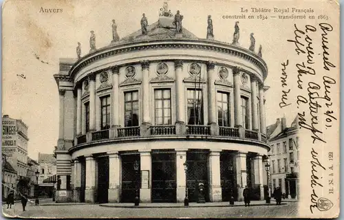 38956 - Belgien - Anvers , Le Theatre Royal Francais - gelaufen