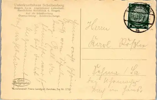 38968 - Deutschland - Orgelpfeifen am Scheibenberg - gelaufen 1935