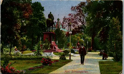 38989 - Künstlerkarte - Kiel , Schlossgarten , Feldpost - gelaufen