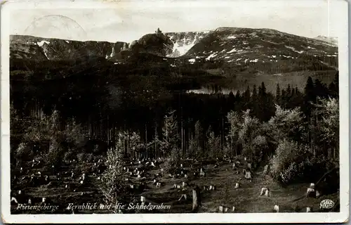 38990 - Deutschland - Schlesien , Riesengebirge , Fernblick auf die Schneegruben - gelaufen 1935