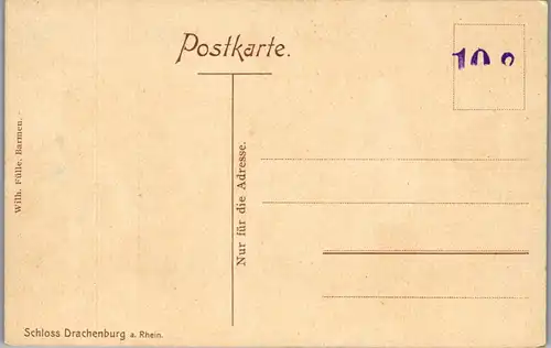 39022 - Künstlerkarte - Schloss Drachenburg a. Rhein - nicht gelaufen