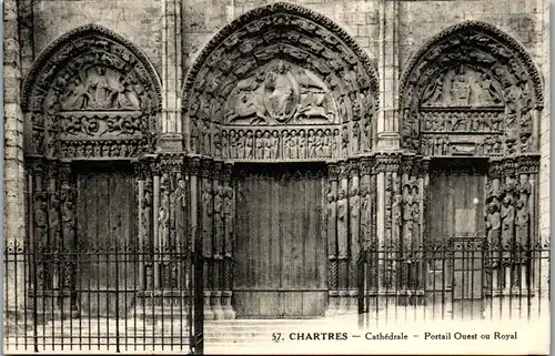 39057 - Frankreich - Chartres , Cathedrale , Portail Ouest ou Royal - nicht gelaufen