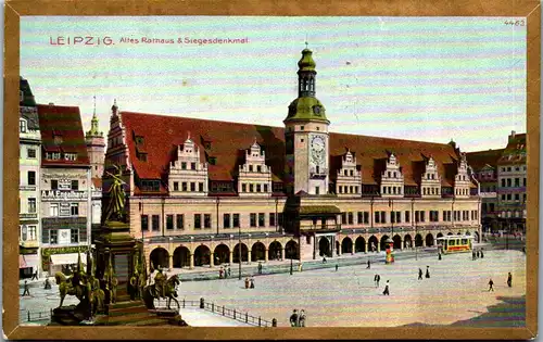39067 - Deutschland - Leipzig , Altes Rathaus & Siegesdenkmal - gelaufen 1911