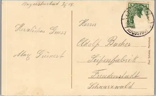 39068 - Deutschland - Liegau , Gruss aus Augustusbad - gelaufen 1914