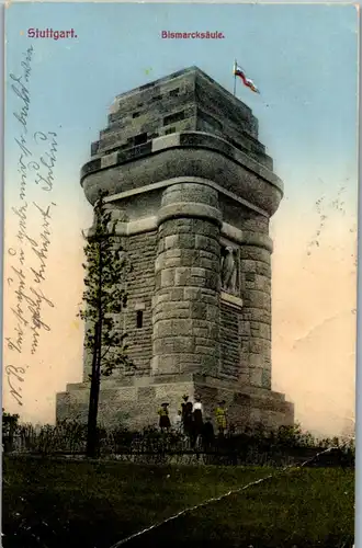 39071 - Deutschland - Stuttgart , Bismarcksäule - gelaufen 1911