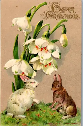 39075 - Ostern - Easter Greetings , Osterhase , Rabbit , Relief Karte - gelaufen